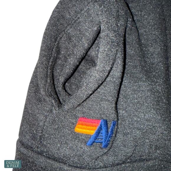 Aviator Nation Charcoal Rainbow 5 Stripe Hoodie Pullover Heritage Streetwear - Picture 7 of 12